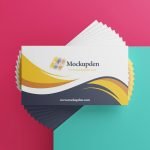 Free Curve Pattern Print Business Card Mockup