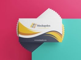 Free Curve Pattern Print Business Card Mockup