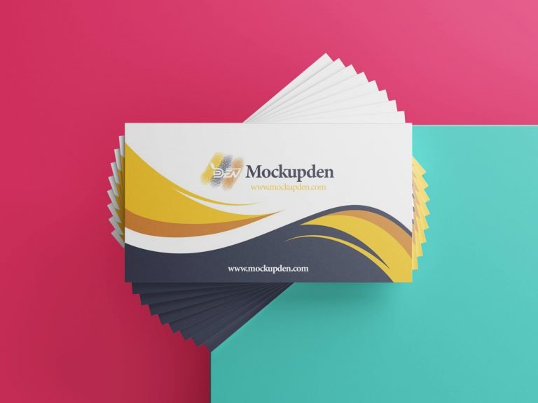 Free Curve Pattern Print Business Card Mockup