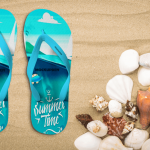 Free Flipflop Kept On Sea Beach Mockup Design