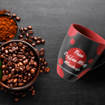 Free Round Stripe Print Coffee Mug Mockup