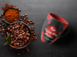 Free Round Stripe Print Coffee Mug Mockup