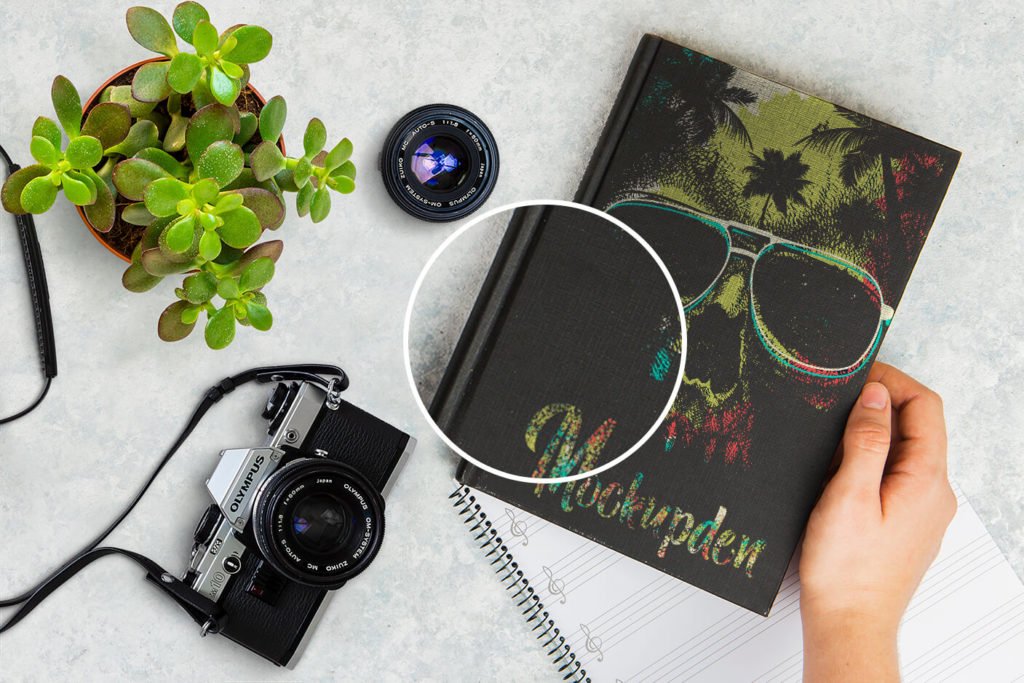 Free Black Sketch Book Mockup