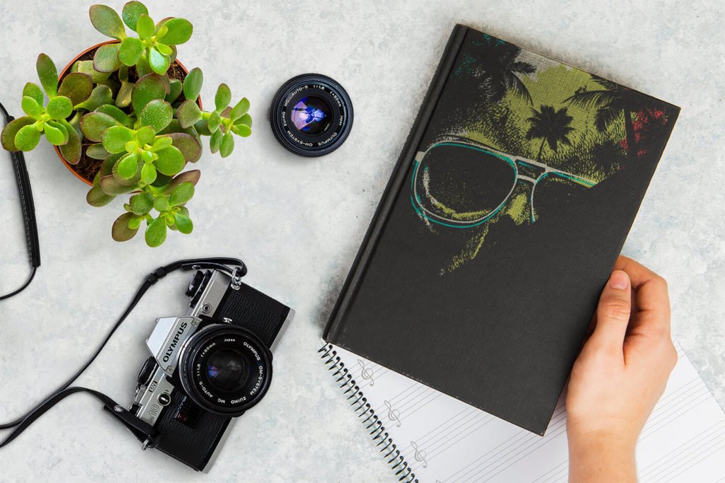 Free Black Sketch Book Mockup