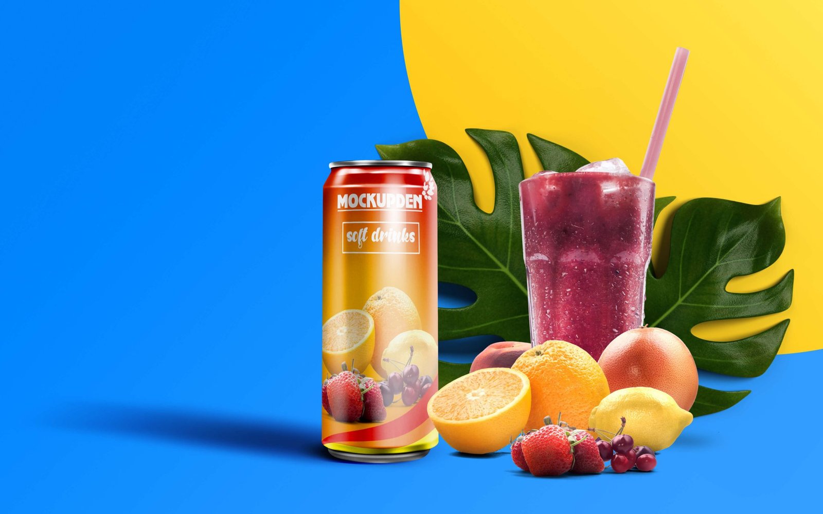 Download Free Orange Soft Drink Can Mockup | Mockupden Exclusive