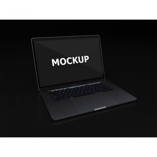 Diagonal View Of Laptop Mockup