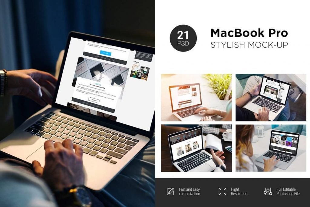 21 PSD Scene Macbook Pro Template