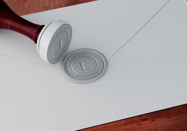 White Stamp And Badge On Envelope