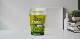 Green Tea Paper Bag Mockup