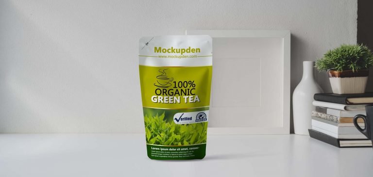 Green Tea Paper Bag Mockup