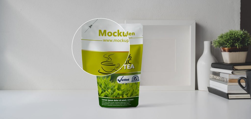 Green Tea Paper Bag Mockup PSD Template