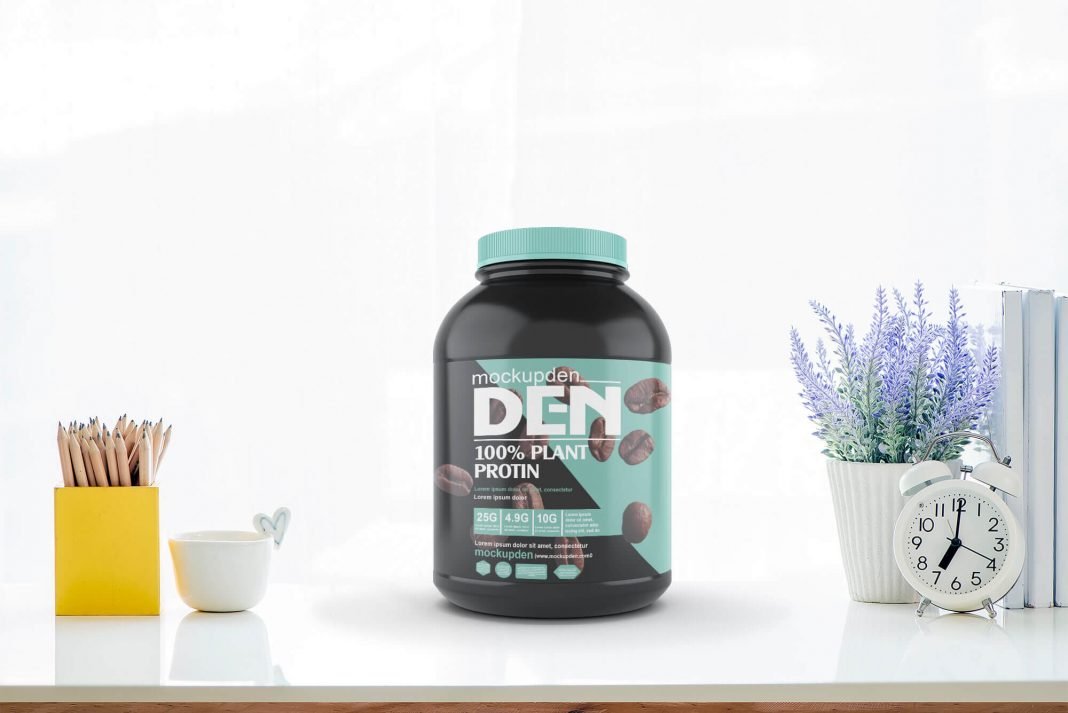 Download Free Protein Jar Mockup PSD Template on a Clean Background