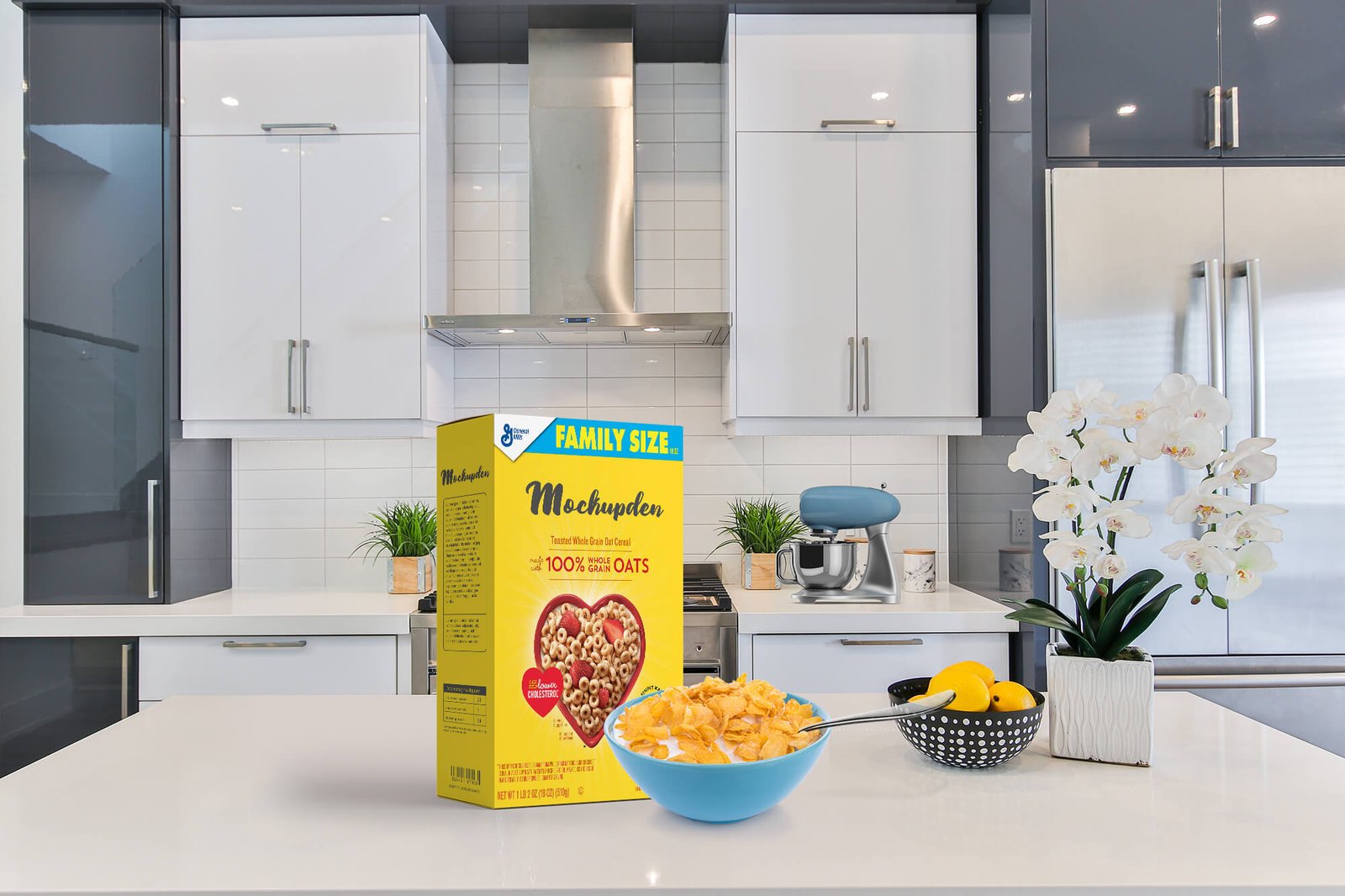 Free Cereal Box Mockup PSD Template