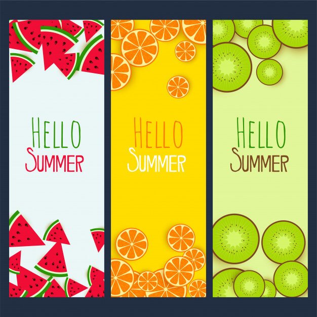 Hello Summer Verticle Banner PSD Template