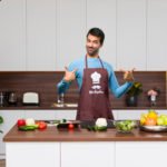 Person Wearing Apron Mockup PSD Template