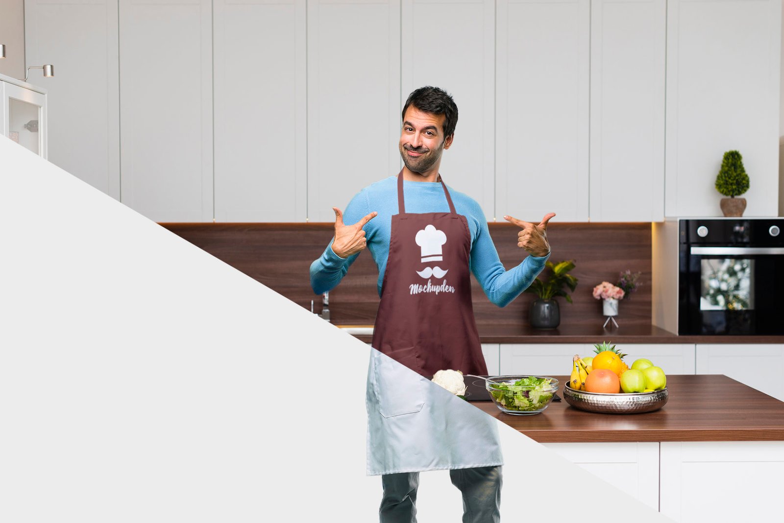 Download Person Wearing Apron Mockup PSD Template| Mockupden