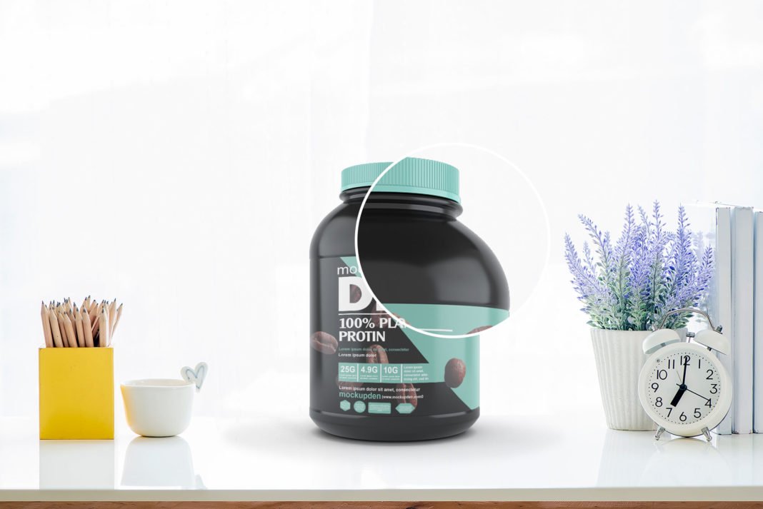 Download Free Protein Jar Mockup PSD Template on a Clean Background