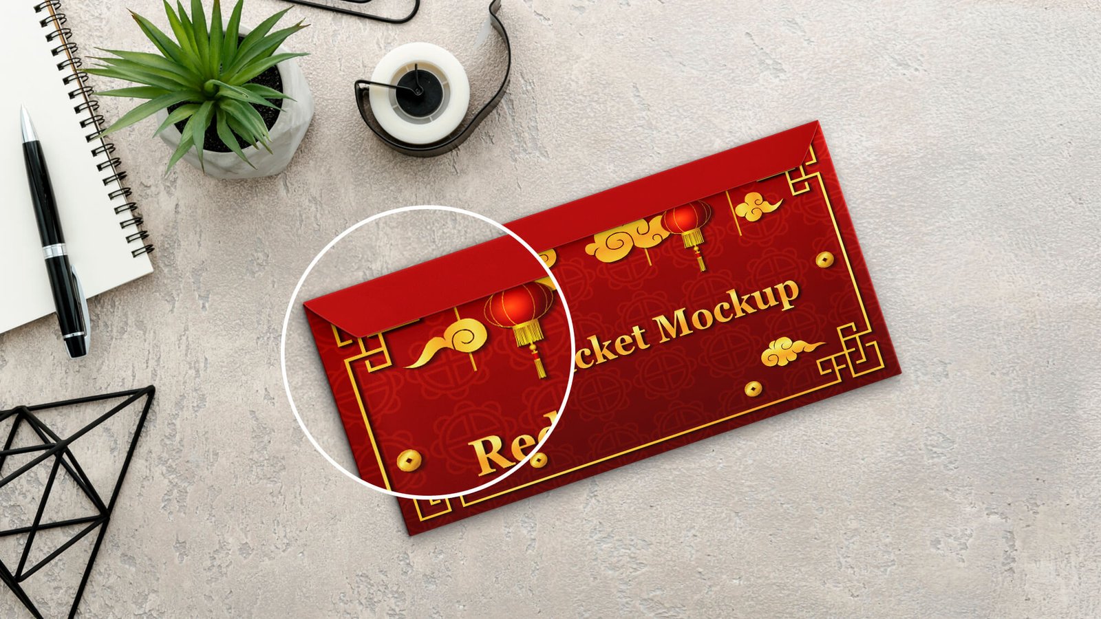 Free Red Packet Mockup PSD Template 2