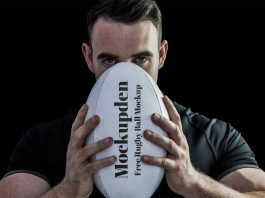 Free Rugby Ball Mockup PSD Template