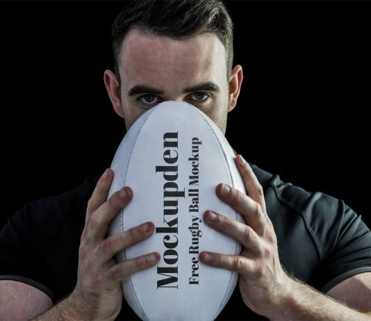 Free Rugby Ball Mockup PSD Template