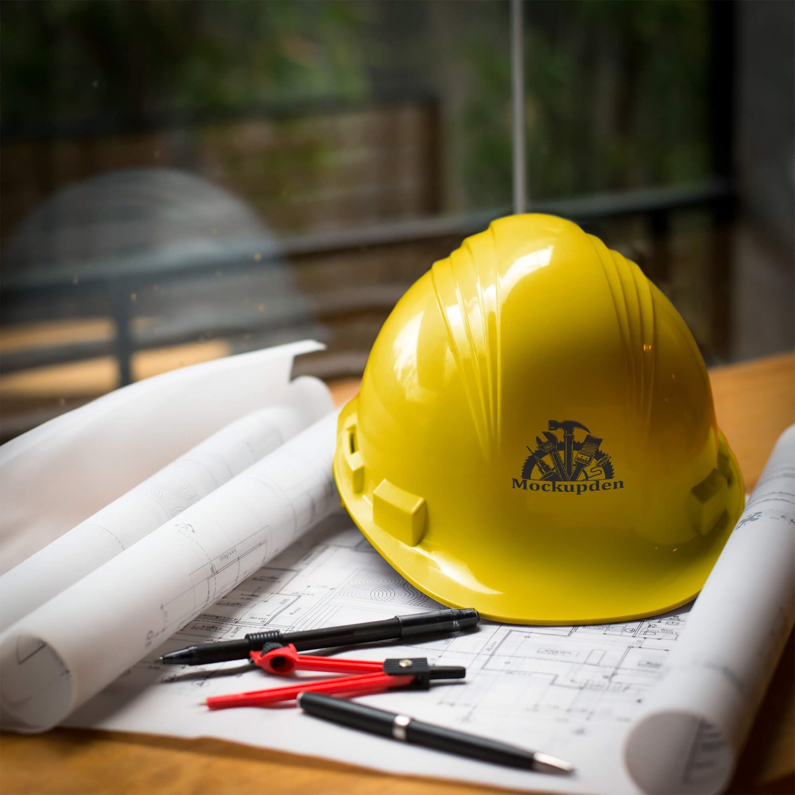 Download Free Hard Hat Mockup PSD Template| Mockupden Exclusive