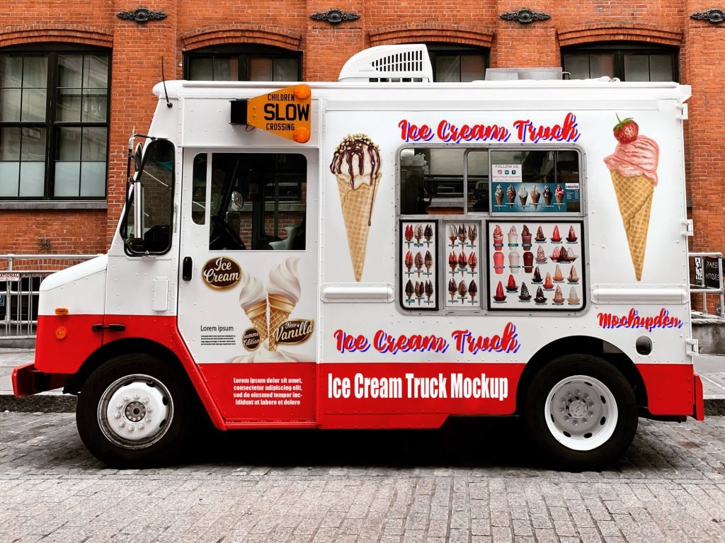 Free Ice Cream Truck Mockup Psd Template Exclusive