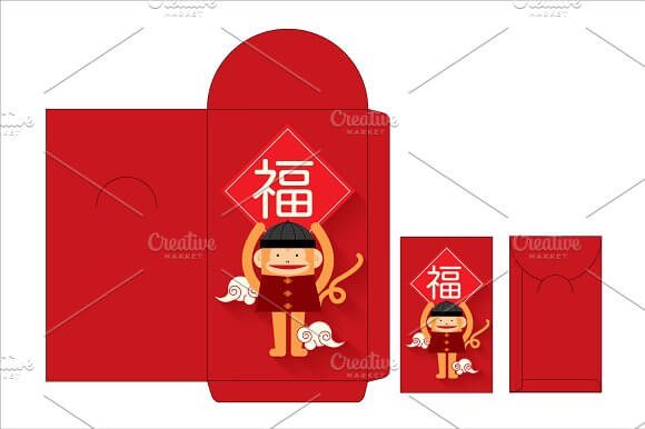 Red Packet With Monkey Image PSD