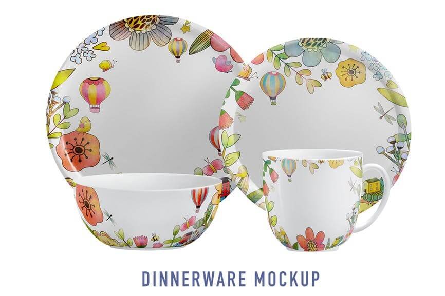 Bowl and Dinnerware Collection Mockup