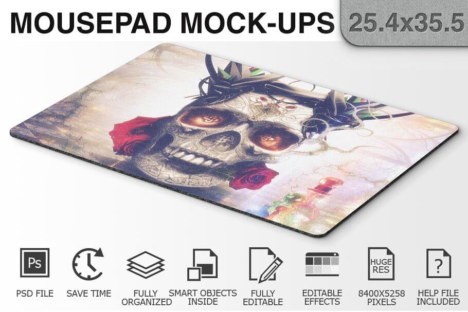 Normad Skull mouse pad mockup