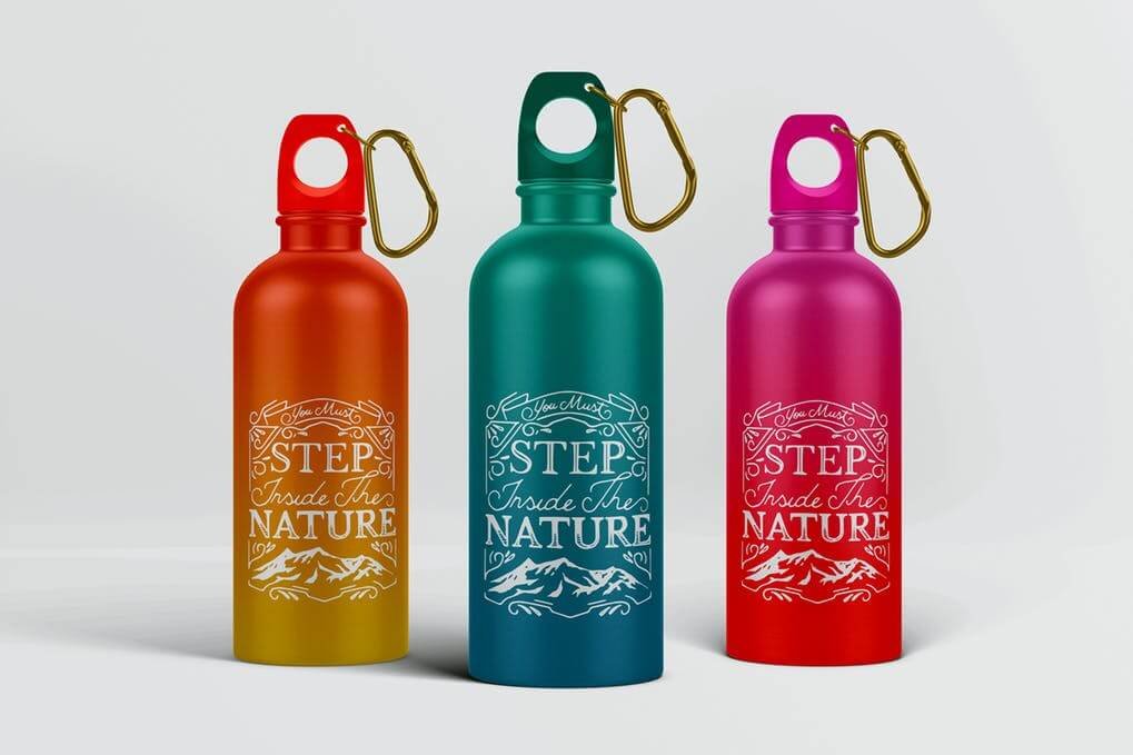 3 PSD Colorful Water Bottle Mockup