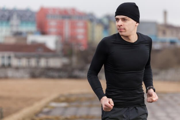 A Running Man Wearing A Beanies Mockup