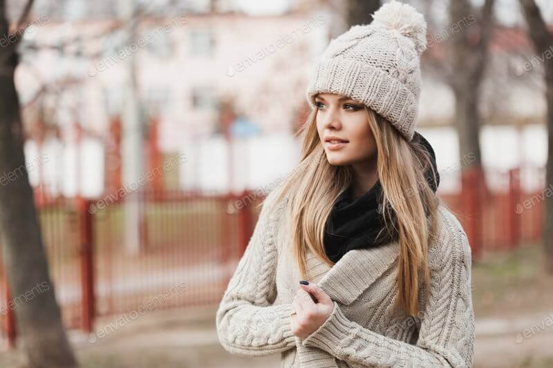 A Stylish Girl In White Jacket And Beanie Designs