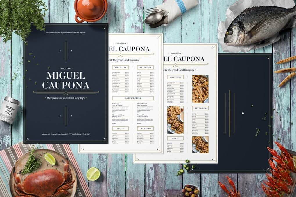 A4 sized Menu Card Mockup