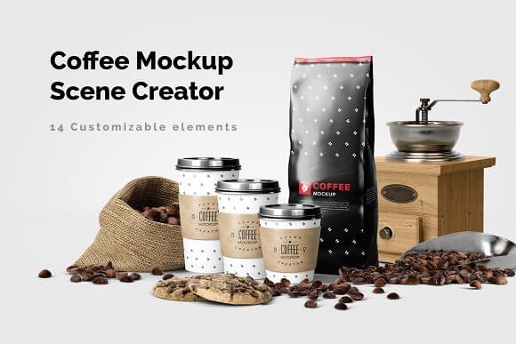 Attractive Coffee Set Scene Creator Mockup