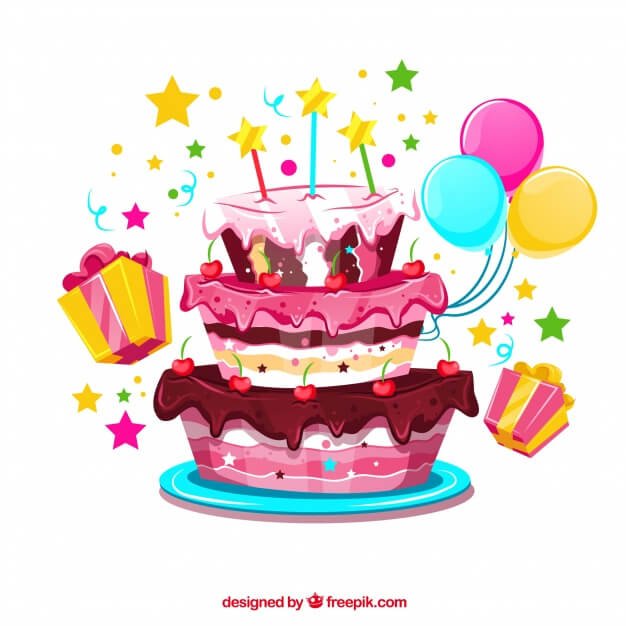 Birthday Cake Backgrounds With Balloons And Gift Vector