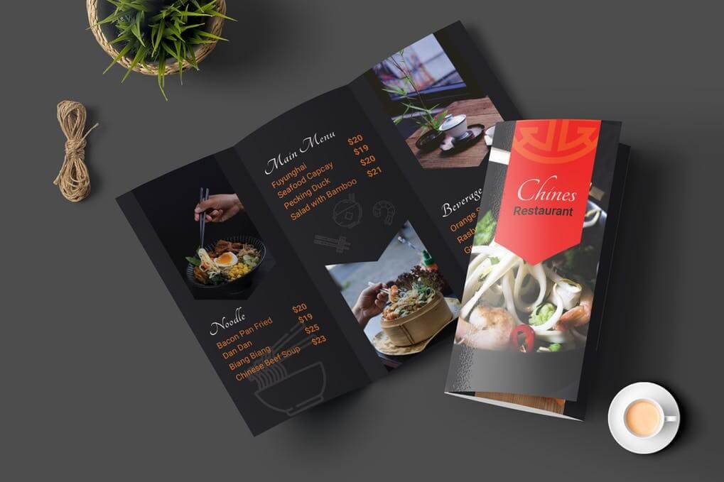 Black Restaurant Menu Card PSD Mockup