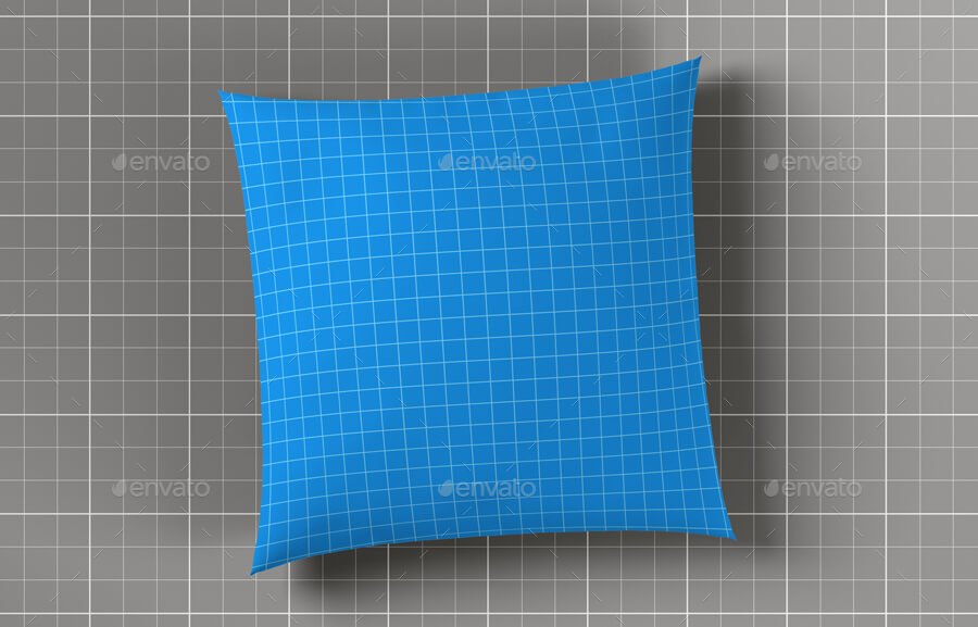 Blue Checked Cushion Design Mockup
