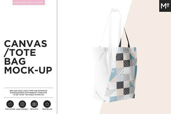 Canvas Printed On Tote Bag PSD Template