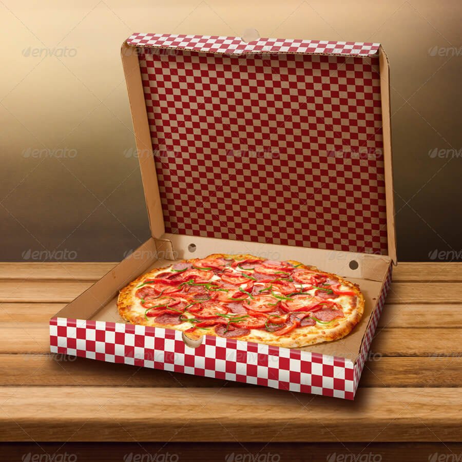 Check Print Boxed Pizza Box Illustration
