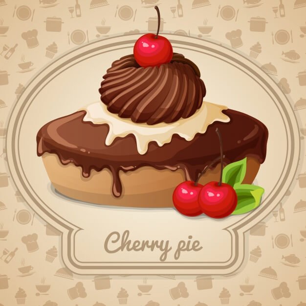 Cherry Pie Cake Vector