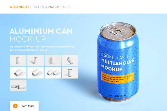Chilled Soda Can Mockup