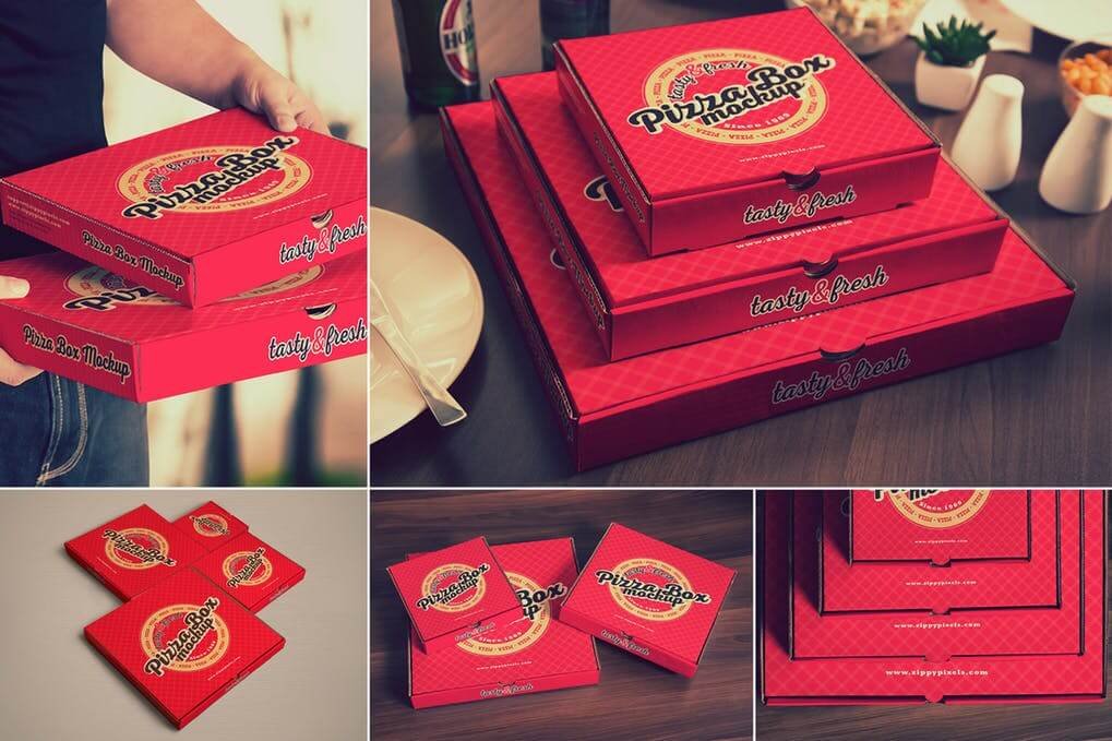 Collection Of Multi-sized Red Pizza Box