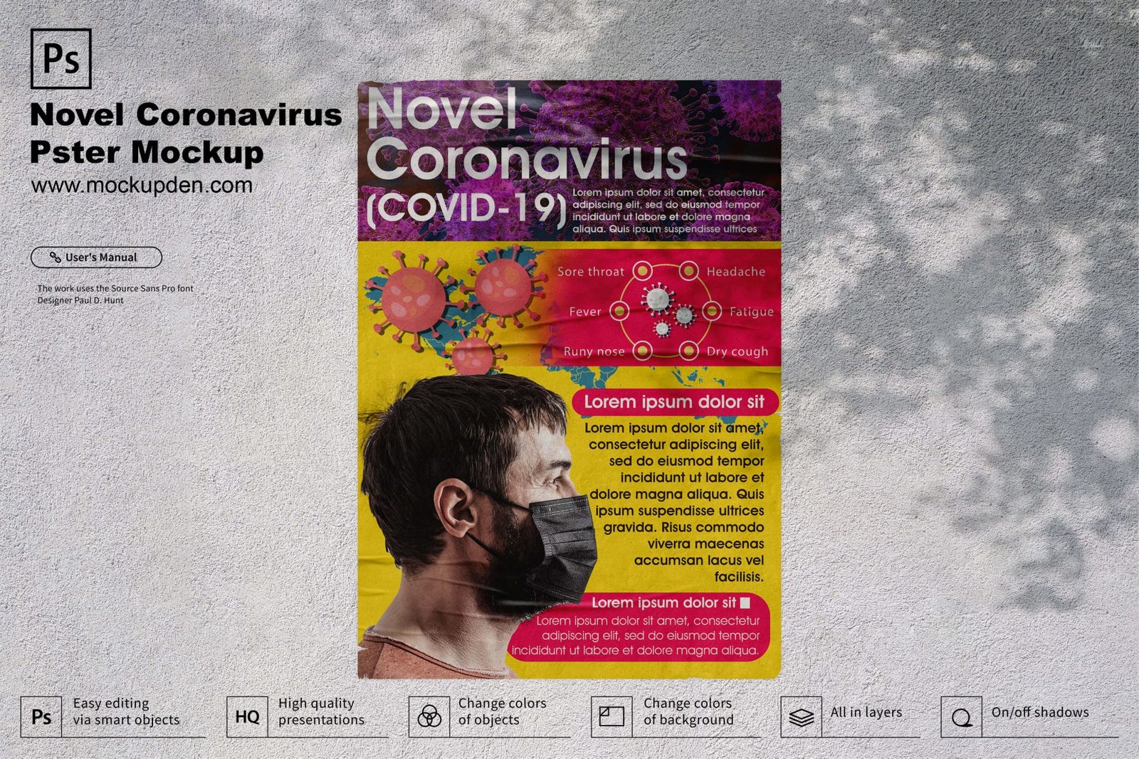 Free Novel Coronavirus Covid 19 Poster Mockup PSD Template