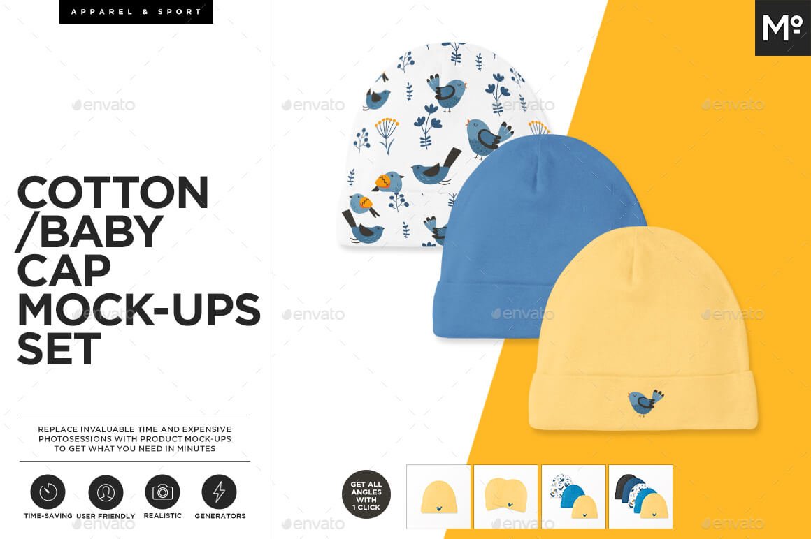 Cotton Beanies For Kids PSD Mockup