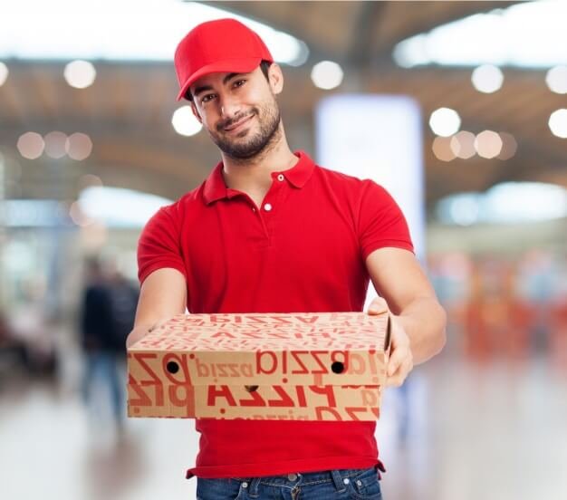 Delivery of Pizzas in boxes Mockup