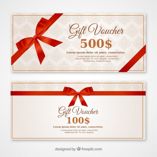 Discount Vouchers With a Red Bow Mockup