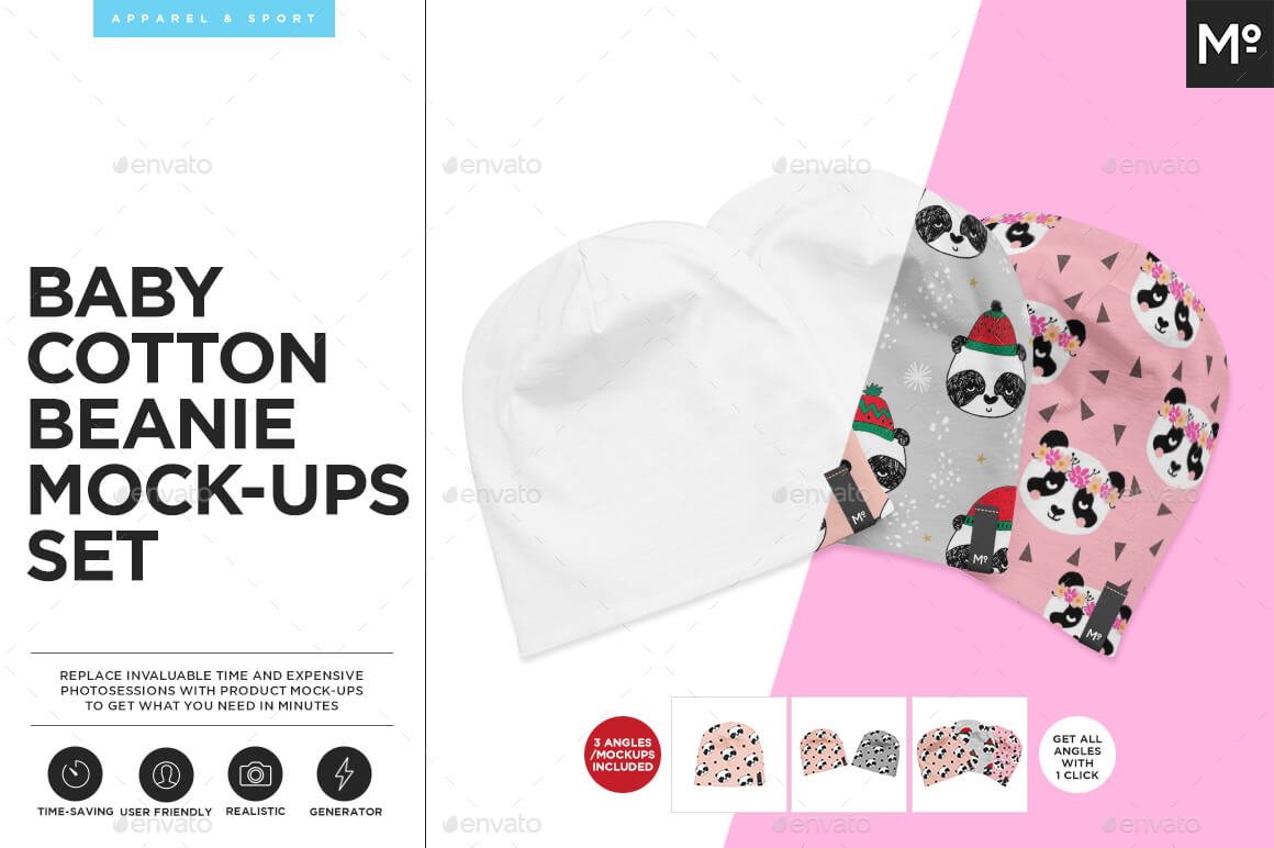 Editable Cotton Beanie For Kids PSD Mockup