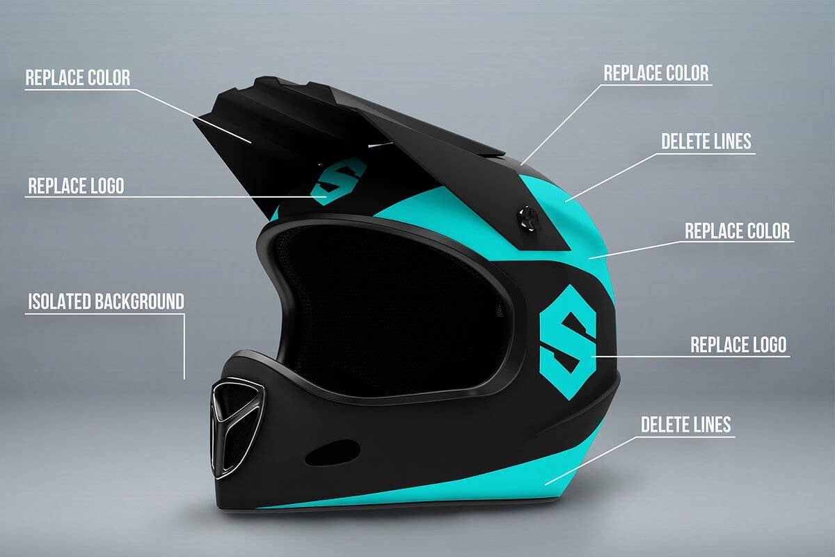 Editable Full Face Helmet Mockup PSD