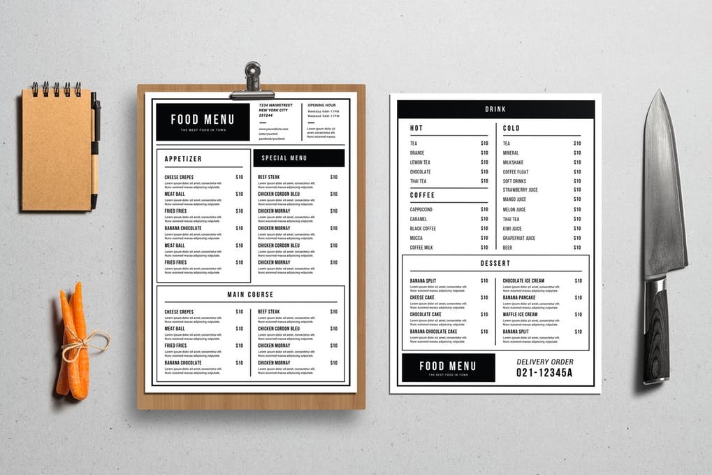 Editable PSD Menu Card Format