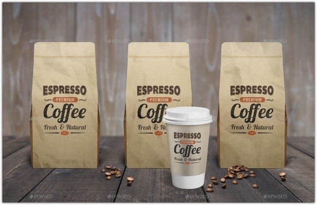 Espresso Coffee Bag Editable PSD Template